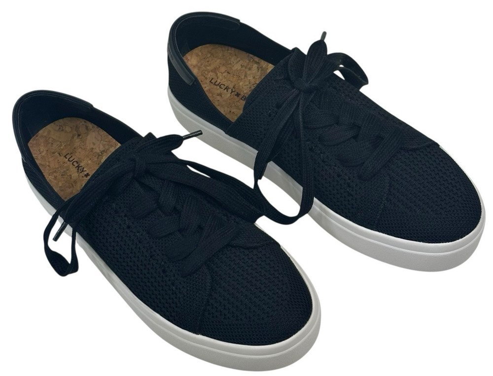 Lucky Brand Black Knit Sneakers with White Platform Sole